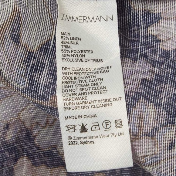 Zimmermann Purple Celestial Floral Print Linen Blend Blouse Zimmermann 1 - Picture 11 of 12